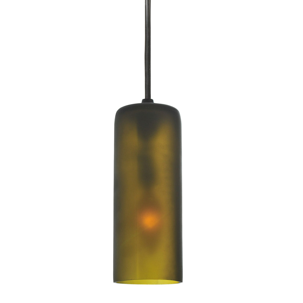Hanging frosted green wine bottle mini pendant light.