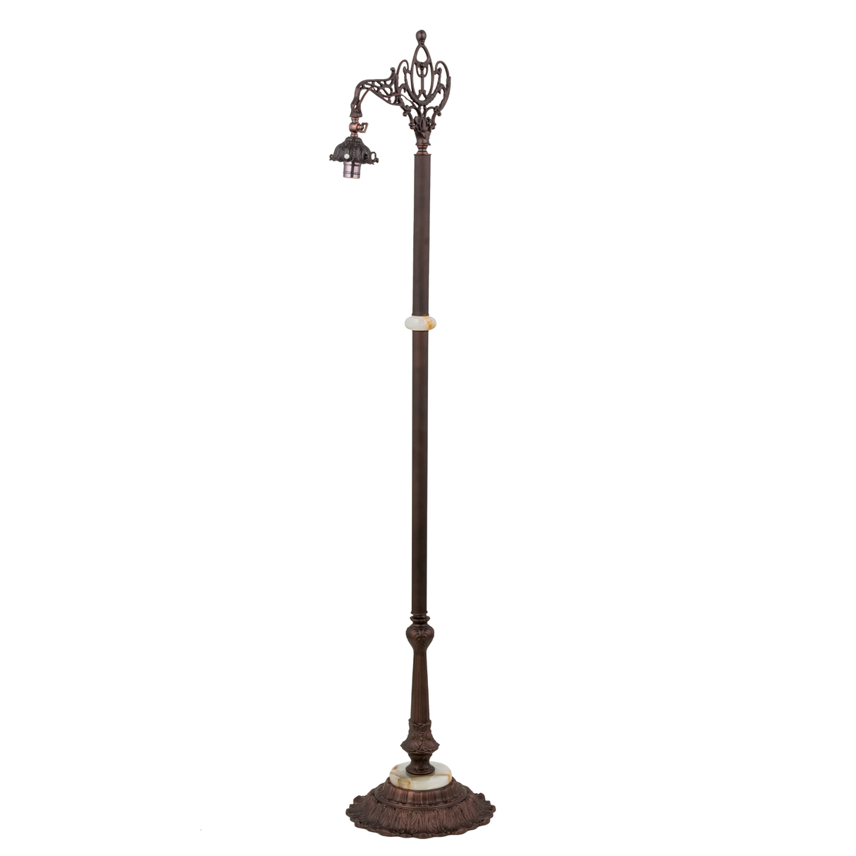 Victorian bridge arm floor lamp base main view without shade.