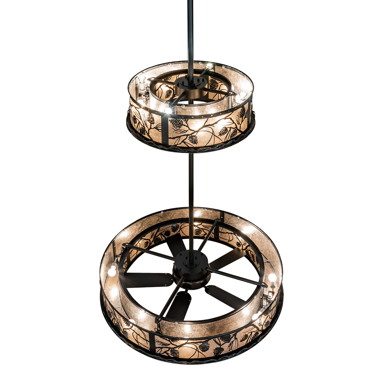 Top view showing two-tier fan light structure with circular frames.