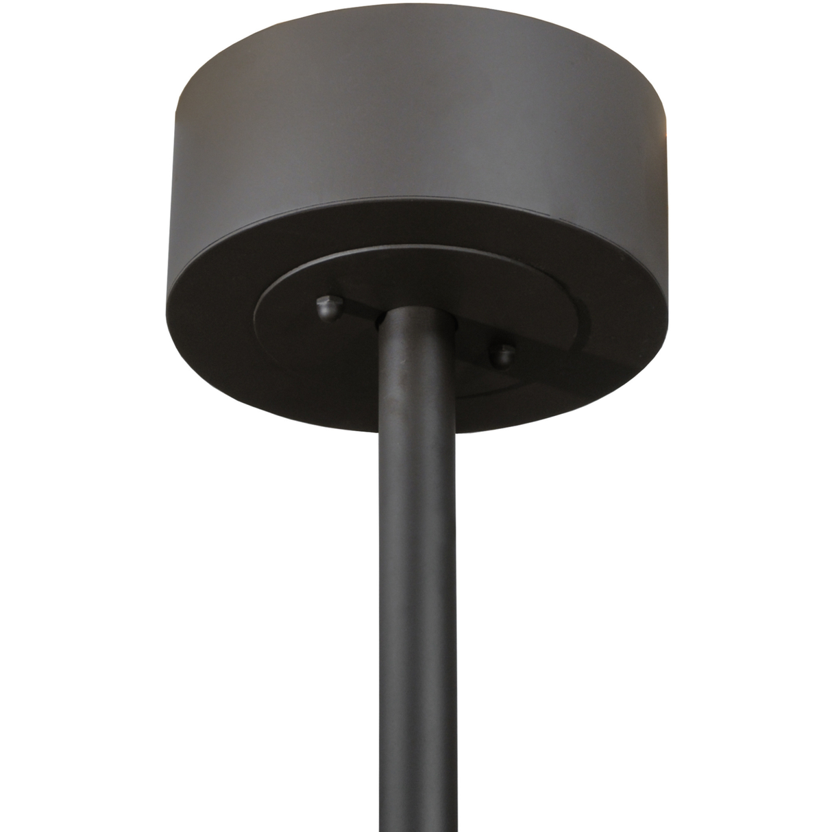 Closeup of canopy and rod in oil rubbed bronze finish.