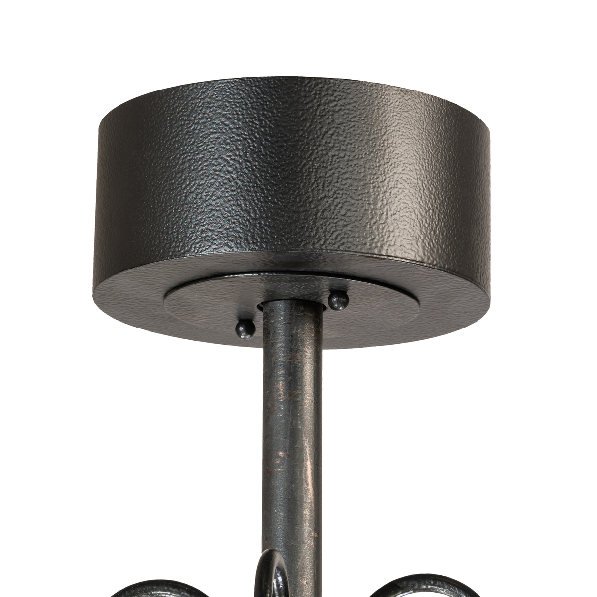 Detailed canopy view of Whispering Pines Chandel-Air with black finish.