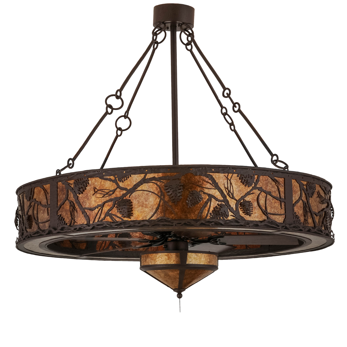 Unlit front view highlighting detailed metalwork and Café Noir finish.