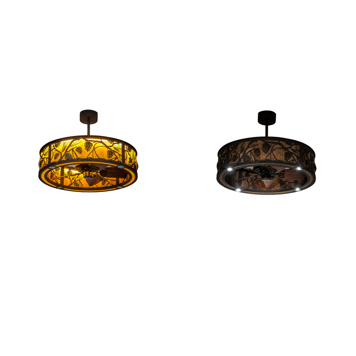 Comparison showing inside light and downlight illumination modes.