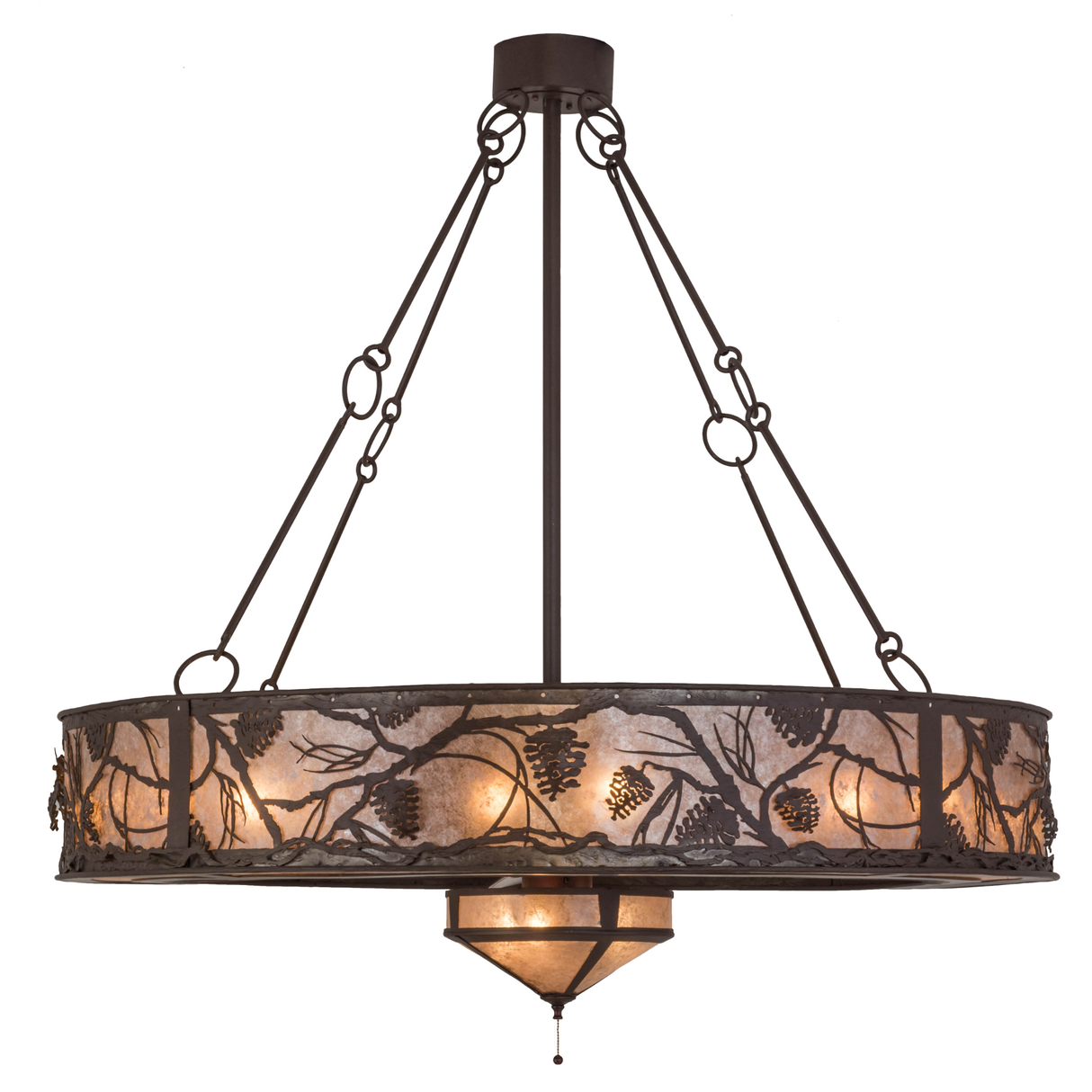 Side view highlighting mica diffuser and nature motif.