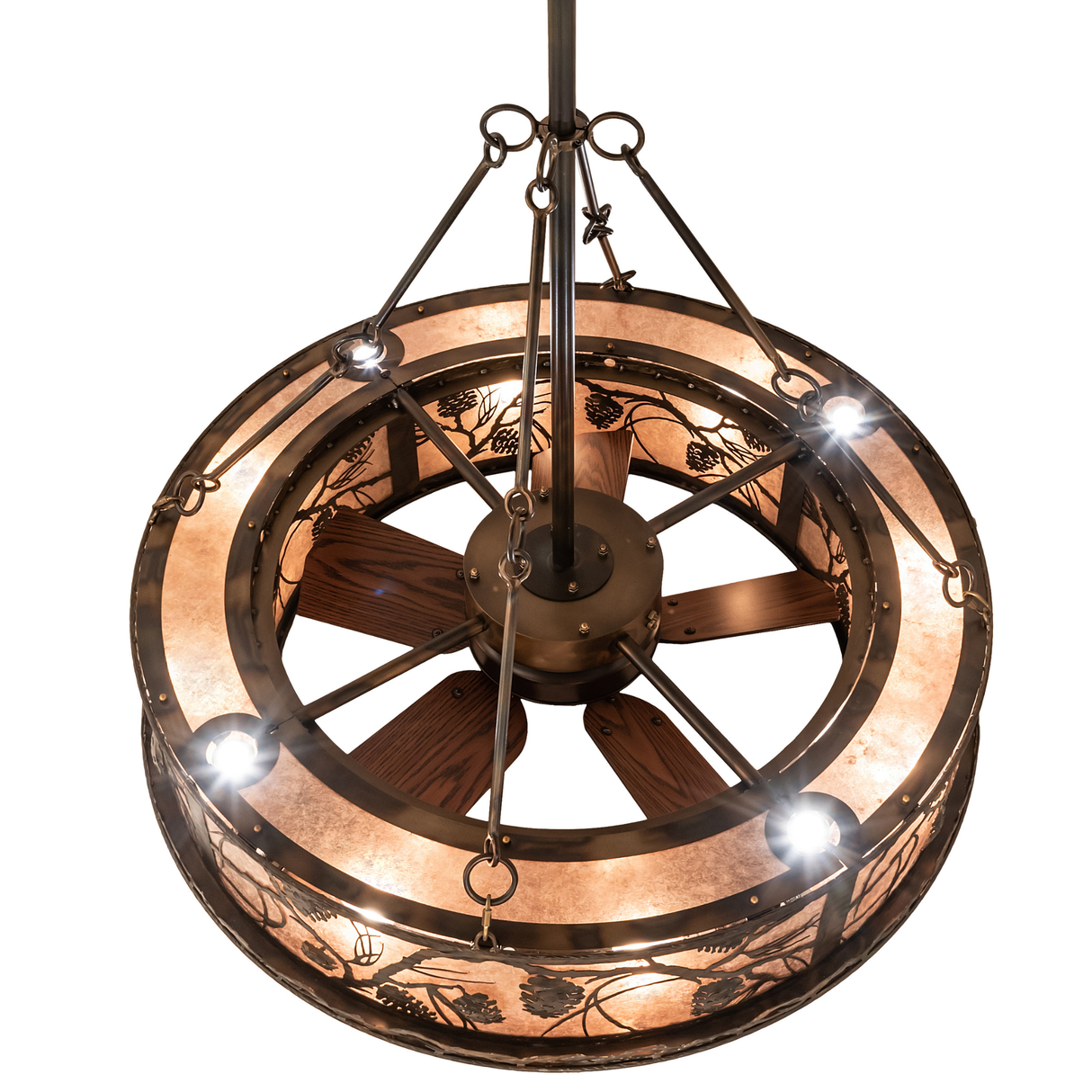 Overhead view of Whispering Pines Chandel-Air showing fan and inner lights.