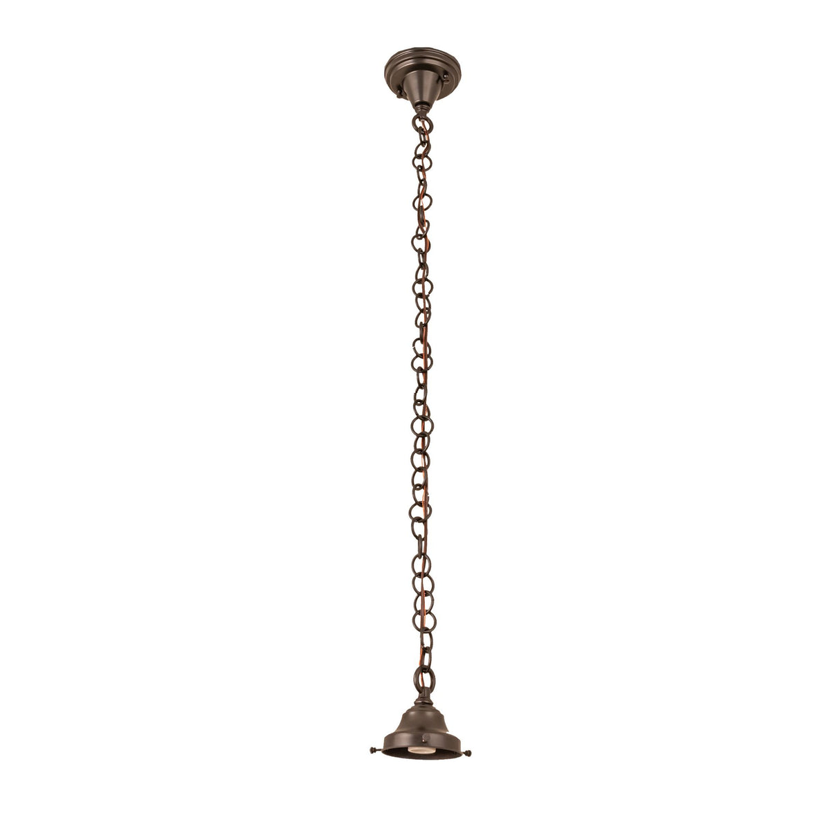 Empty bronze fixture showcasing the pendant structure without the shade.