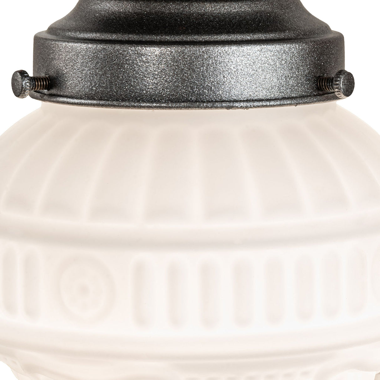 Close-up of the Colonnade semi-flushmount's classic embellishments.