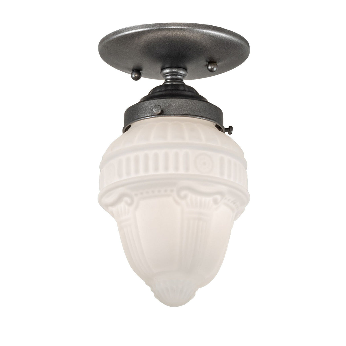 Elegant white Colonnade semi-flushmount with classic detailing.