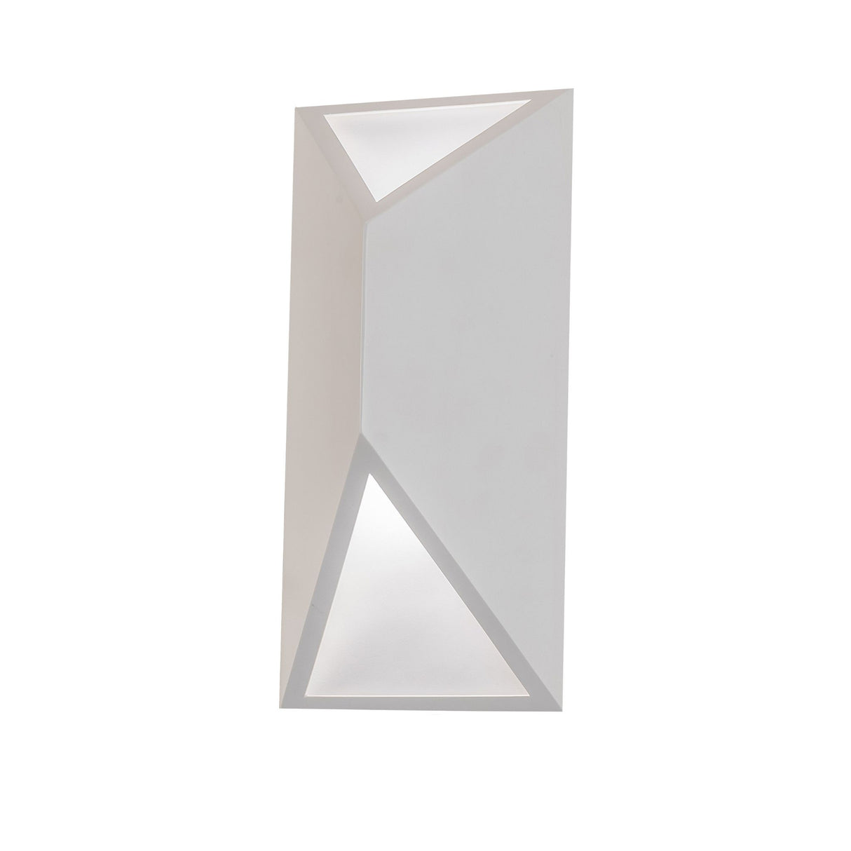 White geometric Cillian wall sconce with triangular cutout design.