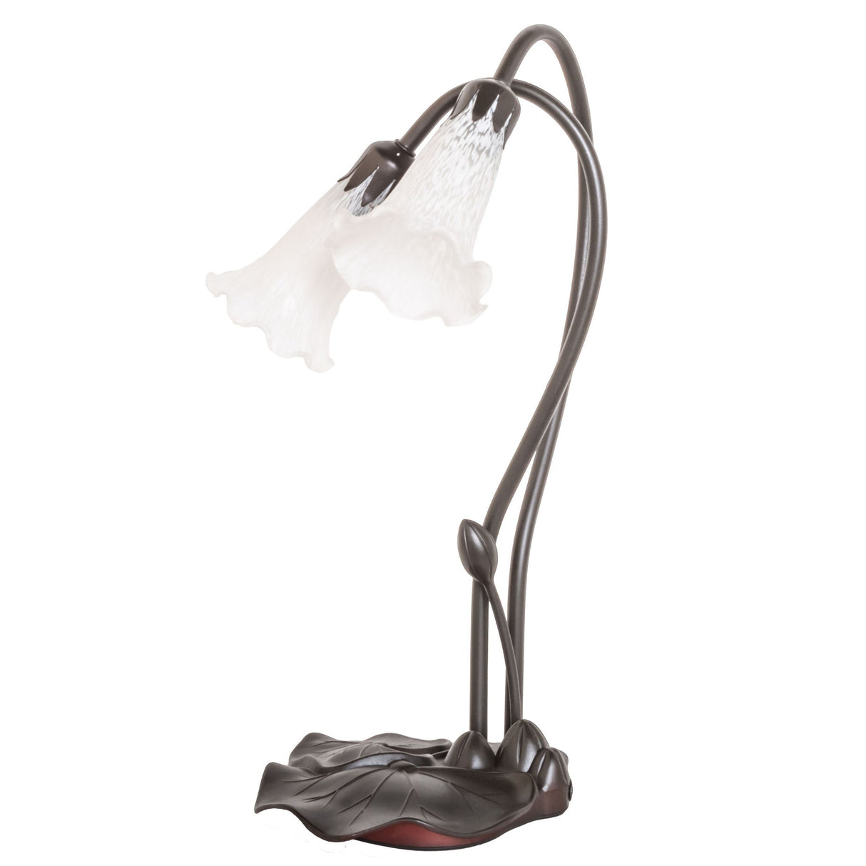 Unlit view of the White Pond Lily accent lamp highlighting its elegant glass shades.
