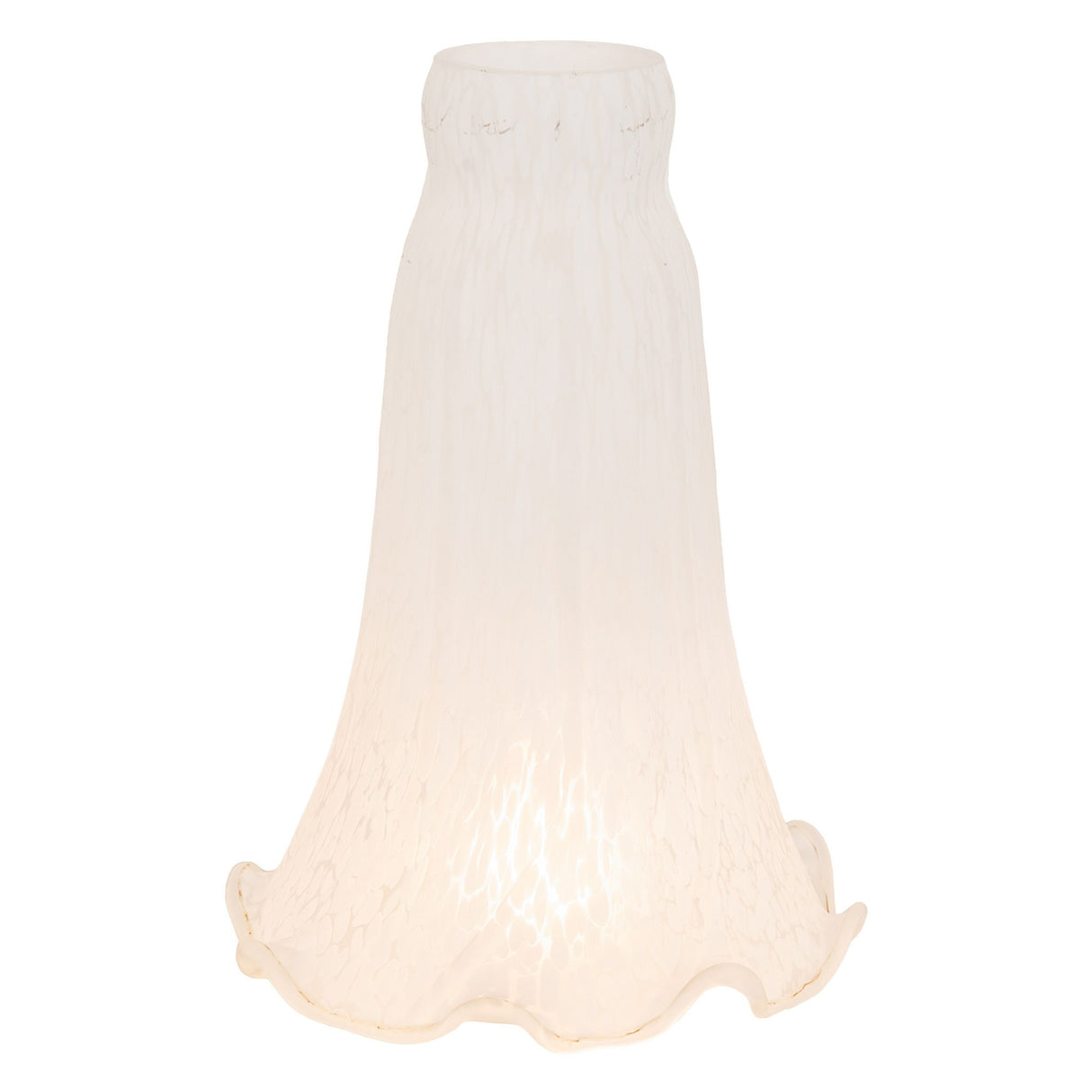 Side view of White Pond Lily glass shade with fluted rim.