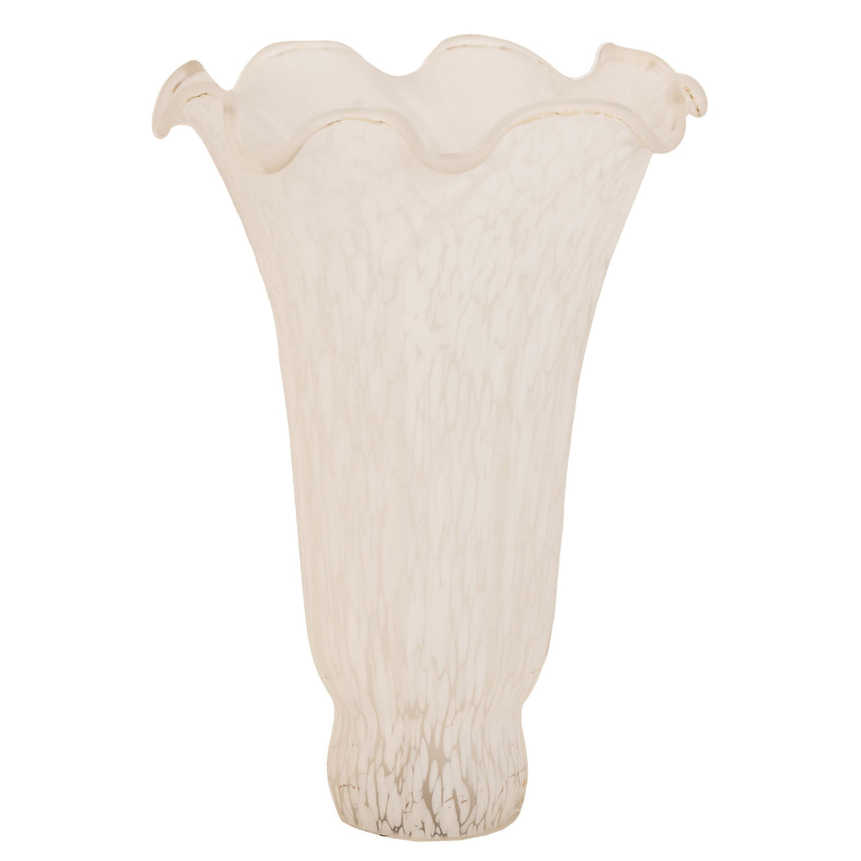 Unlit White Pond Lily glass shade with scalloped edge.