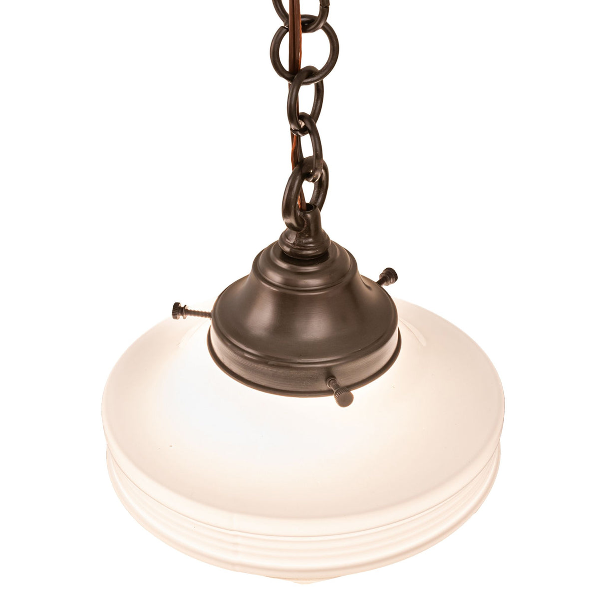 Top angle of the Deco Cone Mini Pendant featuring a classic white design.