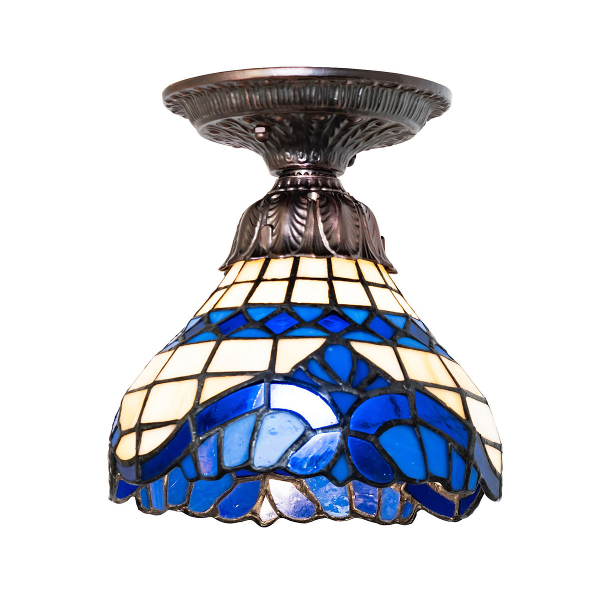 Front view of the 7" wide Baroque flushmount.