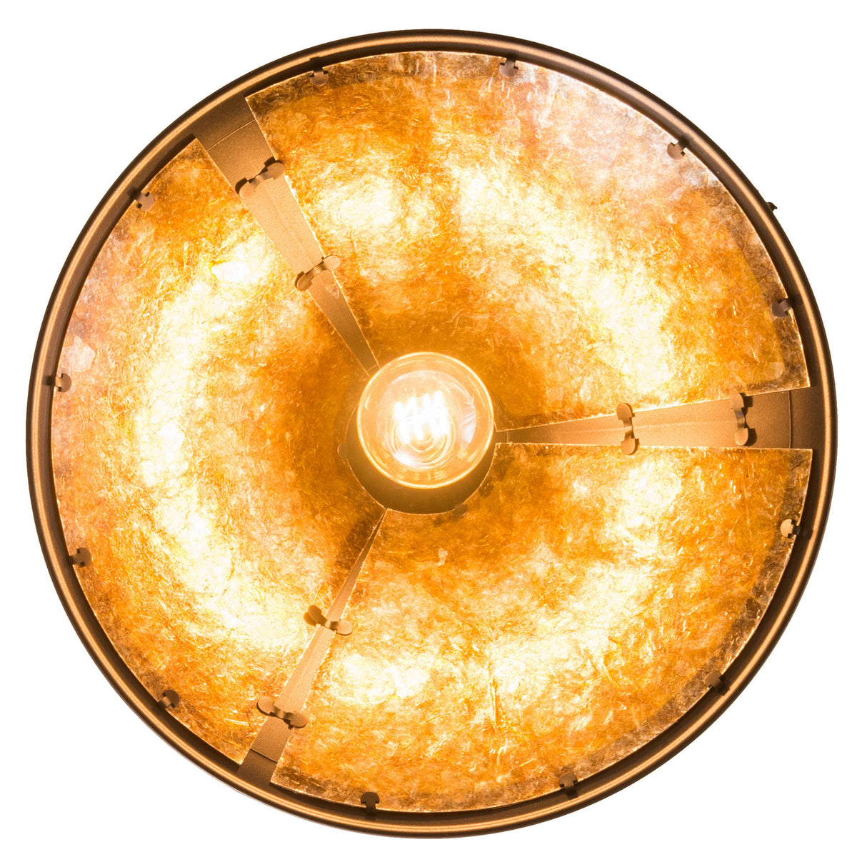 Interior glow of amber mica Wide Sutter Pendant.
