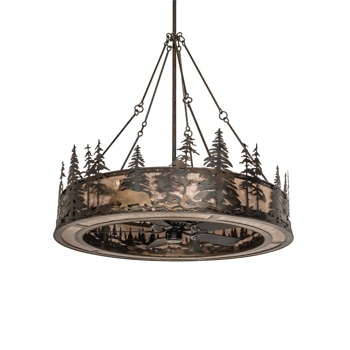 Unlit view highlighting the handcrafted forest and wildlife design.