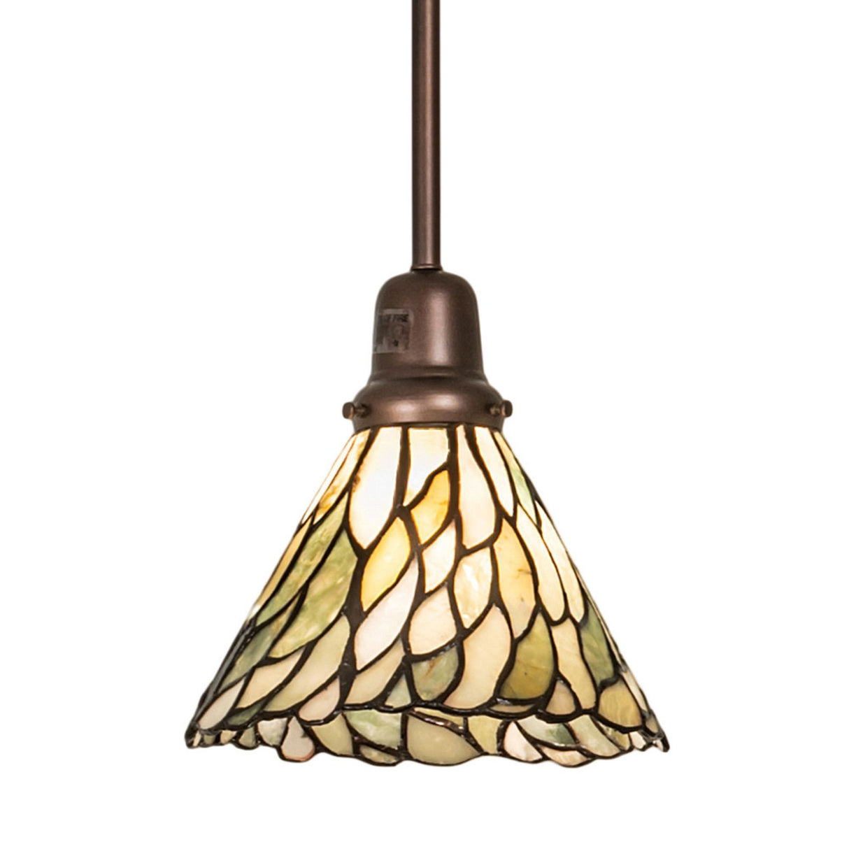 Willow Jadestone Mini Pendant with green and ivory glass shade.