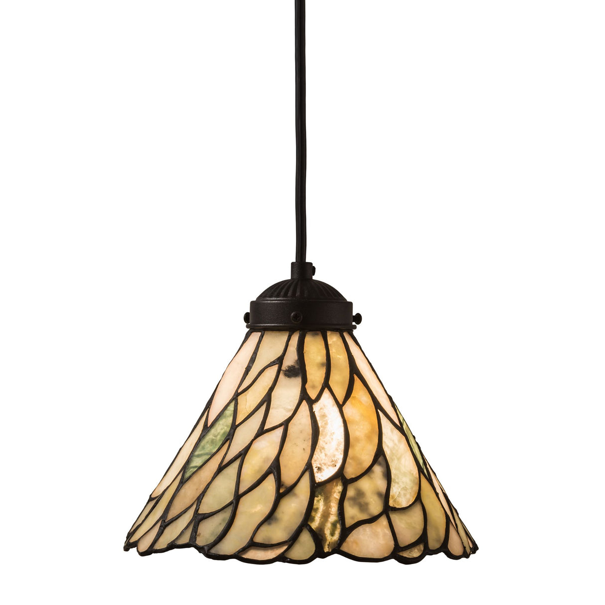 Side view of lit Willow Jadestone Mini Pendant.