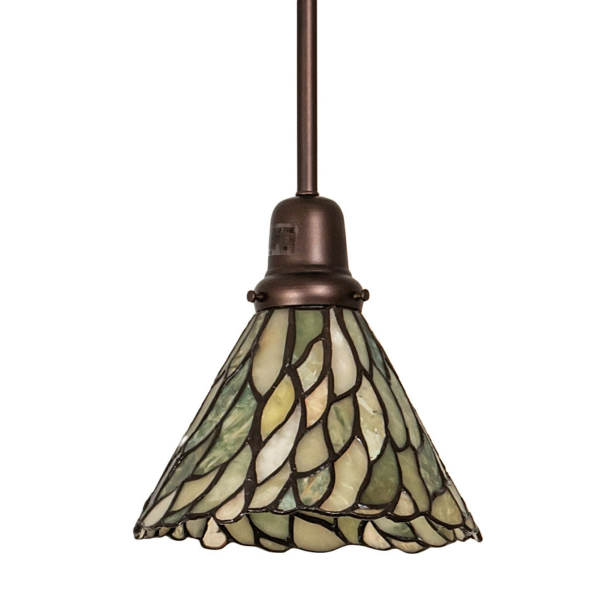Unlit Willow Jadestone Mini Pendant with green and ivory glass.