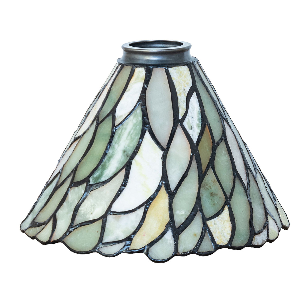 unlit willow jadestone shade showcasing its intricate natural stone details.