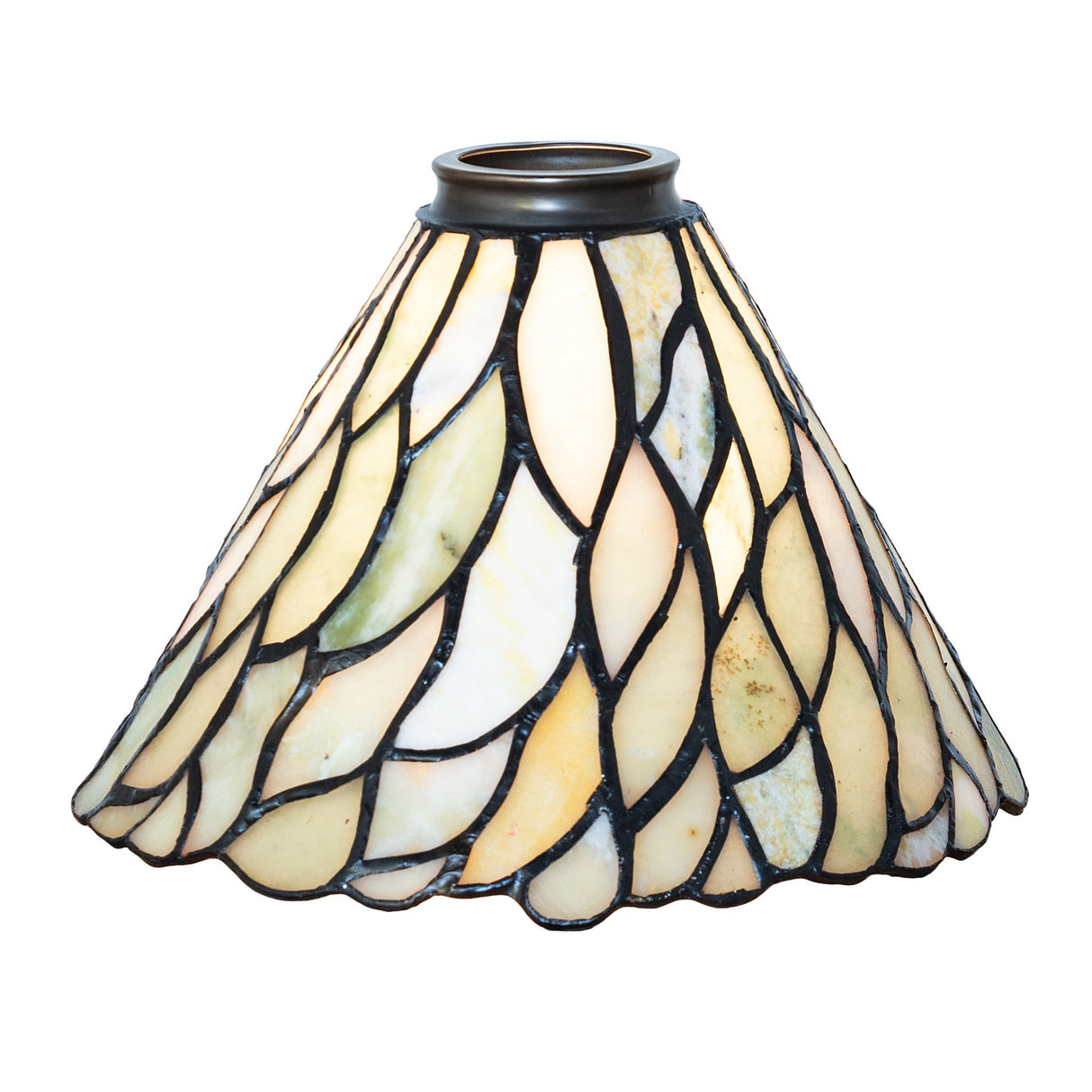 illuminated view of willow jadestone shade with warm, glowing light.