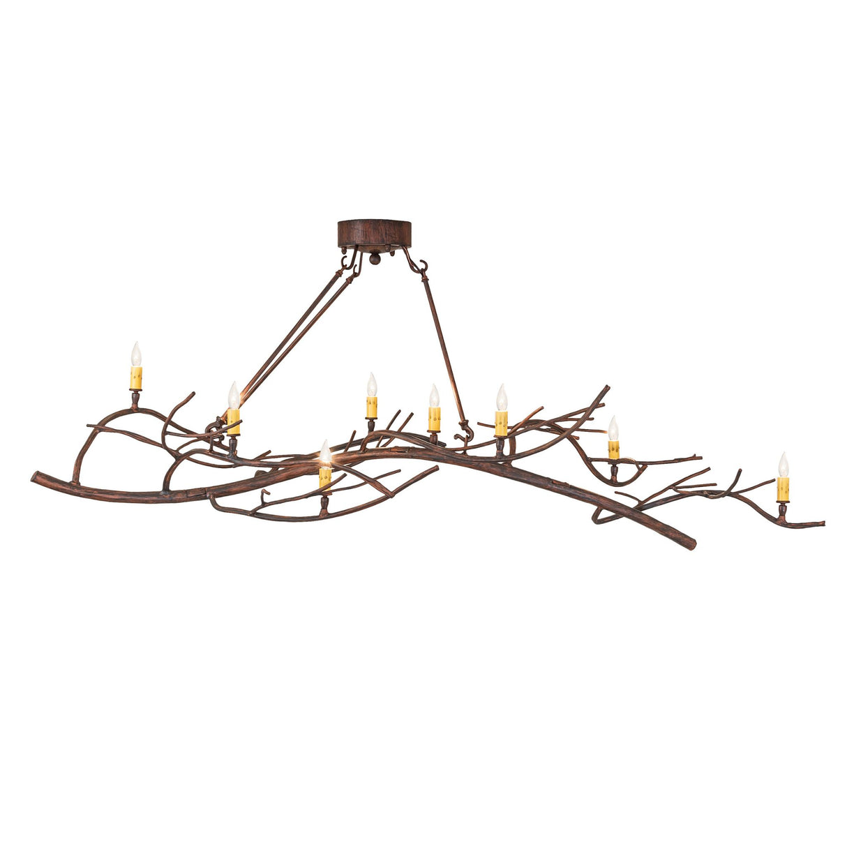 Side view emphasizing the elongated oblong shape and branch-style arms.