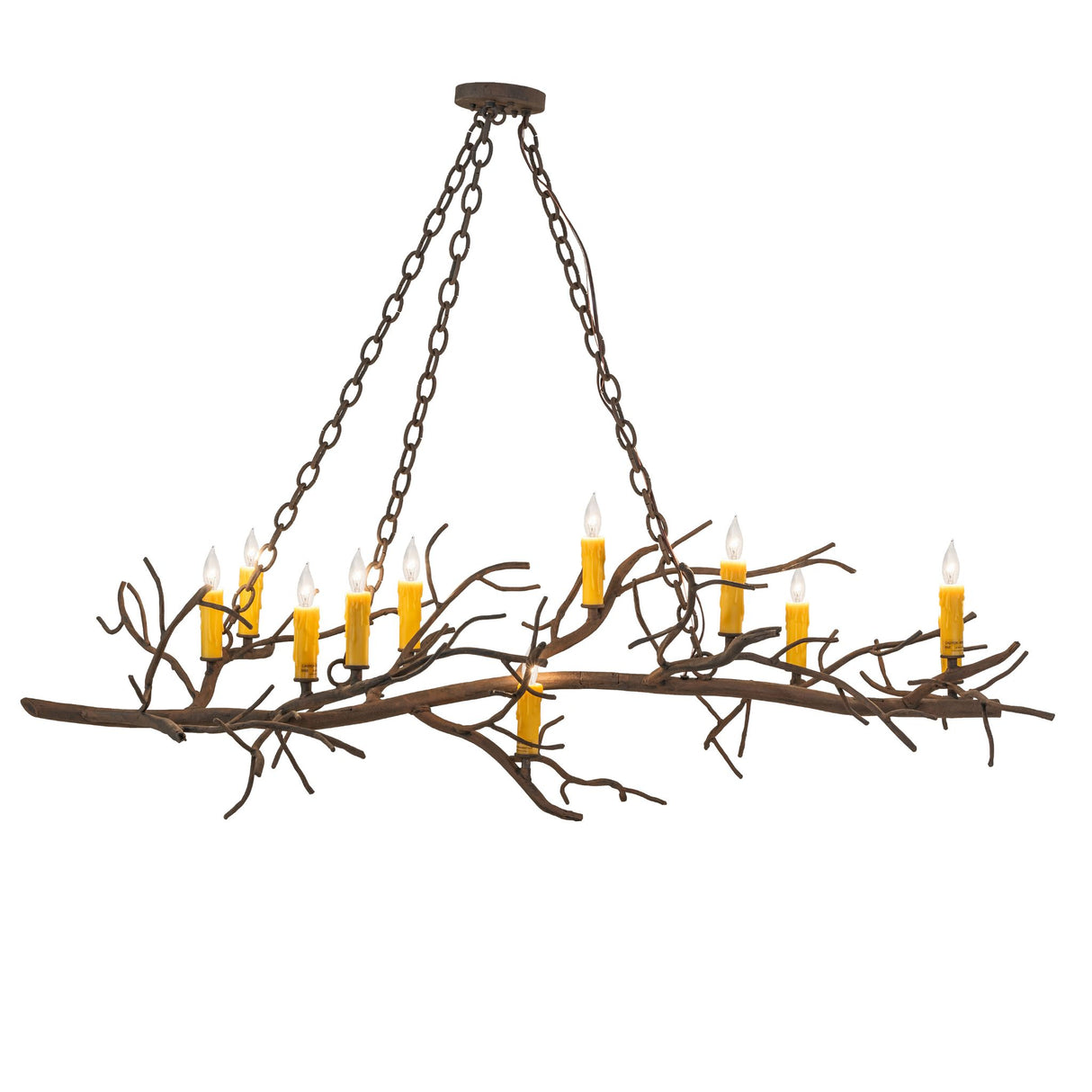 Straight front view of the Winter Solstice oblong chandelier.