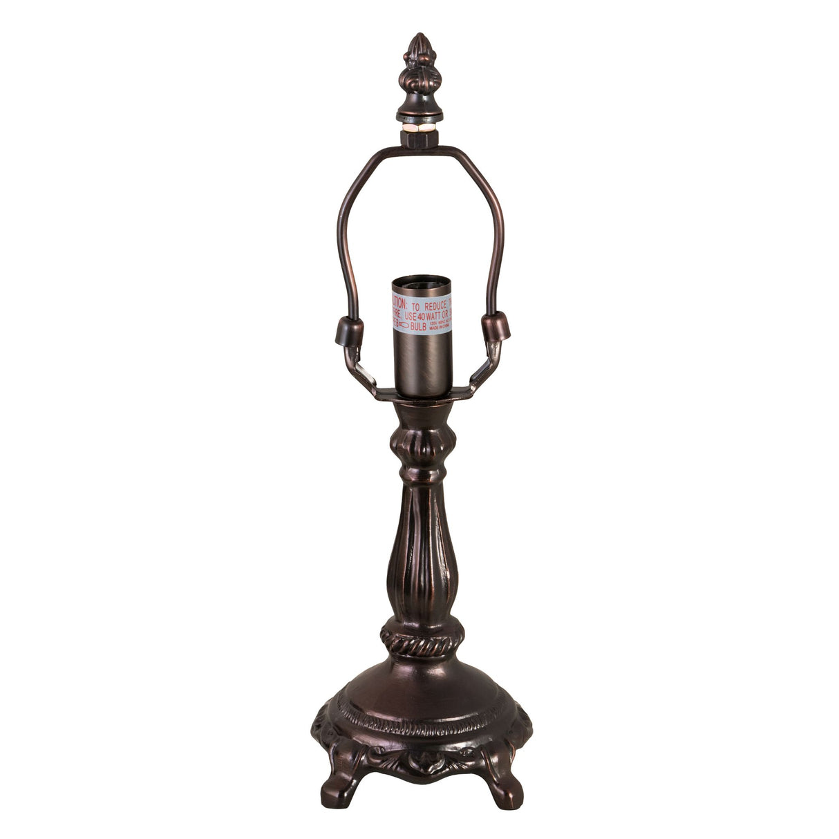 Unassembled view of the wisteria lamp highlighting its base and hardware.
