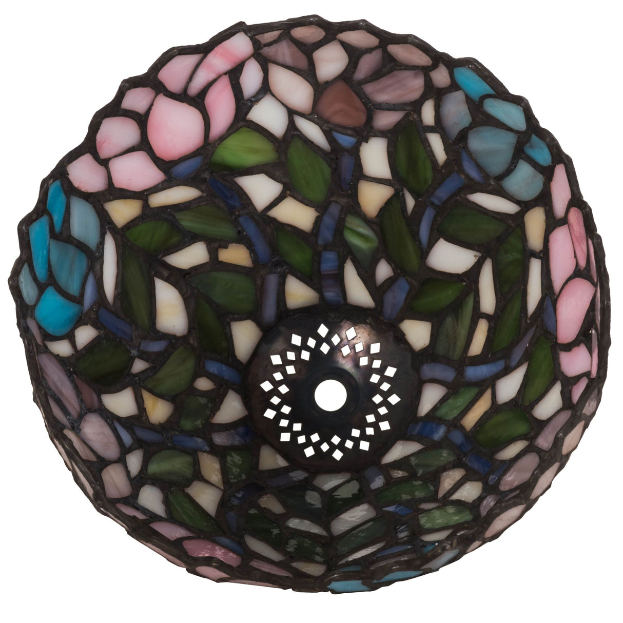 Top view highlighting the artistic craftsmanship of the 7" wide Wisteria shade.