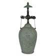 Stylish green vase with a metal handle and bird, ideal for enhancing any space.