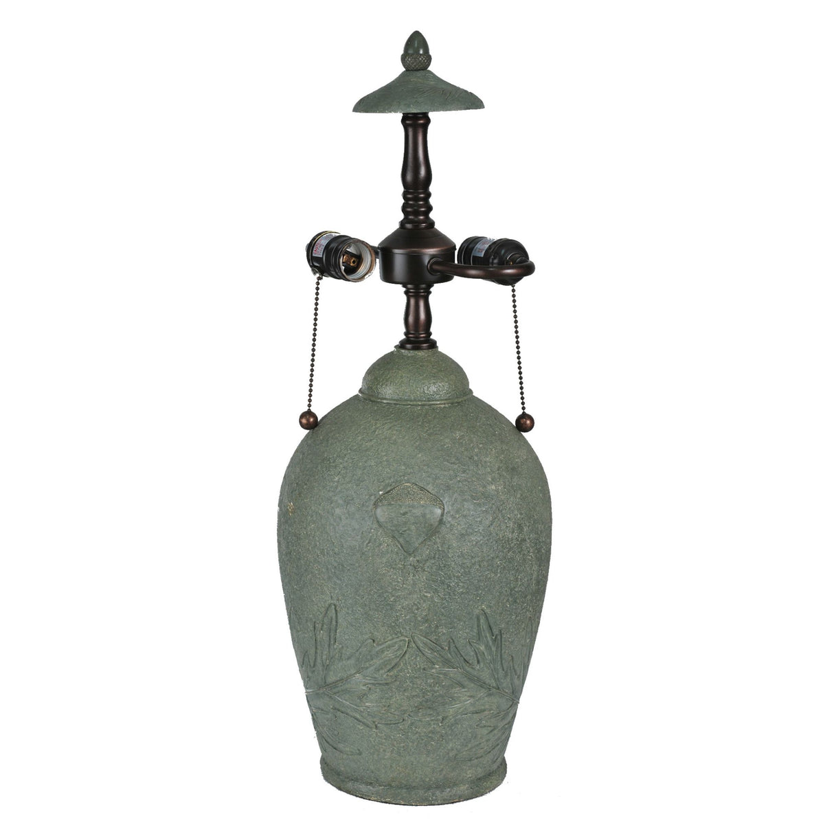 Stylish green vase with a metal handle and bird, ideal for enhancing any space.