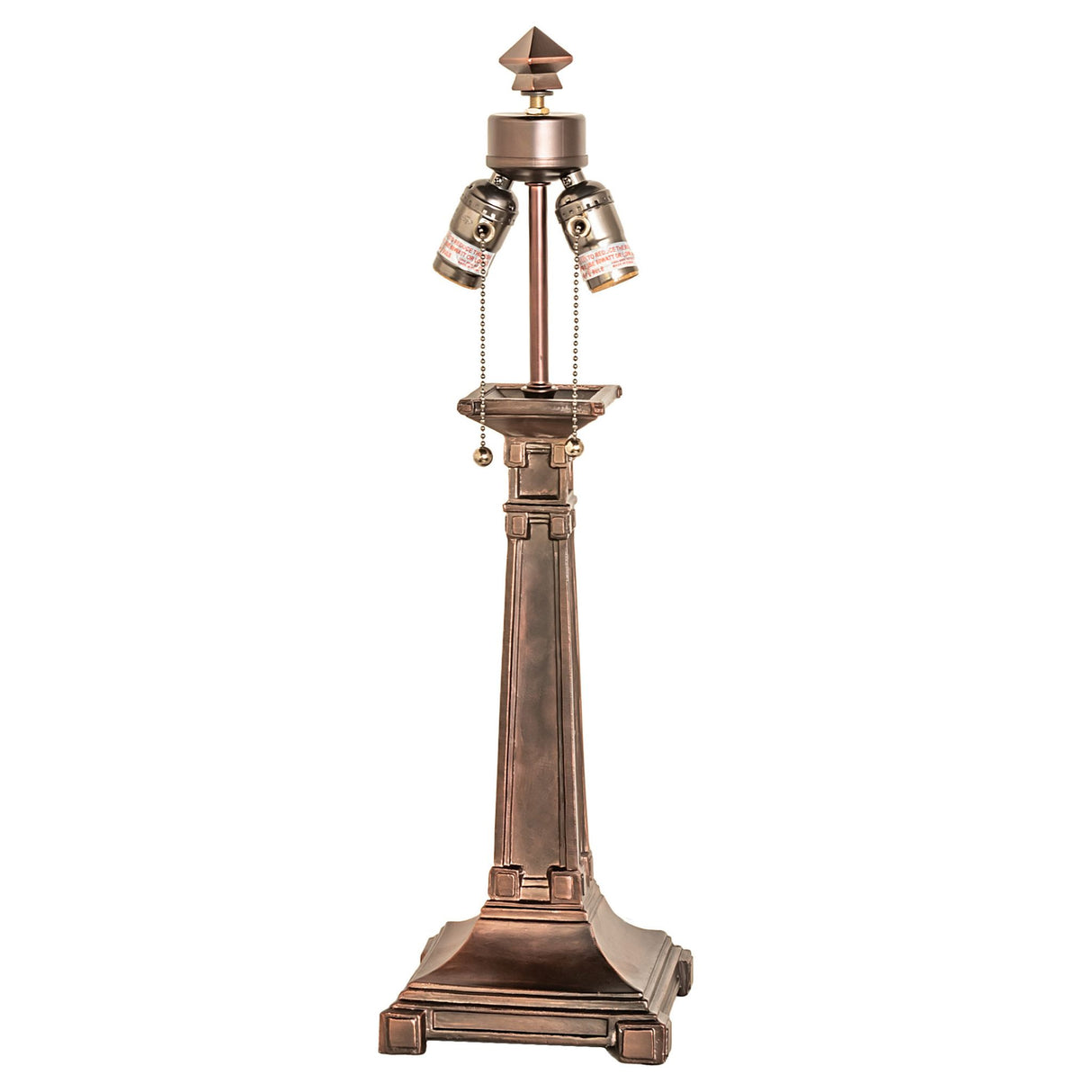 A 24" high mission table lamp featuring a metal base and a glass shade, elegantly designed for any decor.