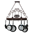 Front view of 34" Bon Appetit 2 Light Pot Rack with pans.
