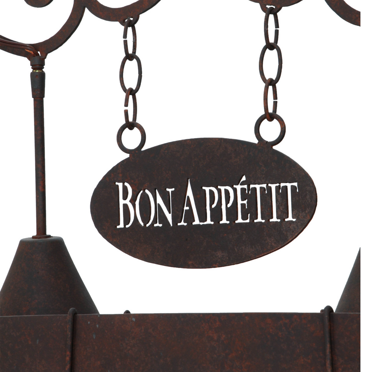 Close-up of Bon Appetit sign with rustic Cajun Spice finish.