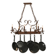 36-inch oval kitchen pot rack lighting side angle.
