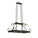 Full front view of Caiden 2 Light Pot Rack hanging with chains.