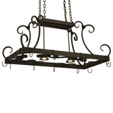 Side view of Caiden pot rack with warm illumination.