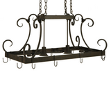 Rear perspective showing scrollwork and iron frame details.