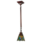 Hanging stained glass pendant with teal and green accents.
