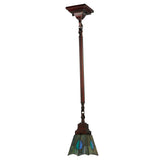 Side angle of pendant showcasing stained glass shade.