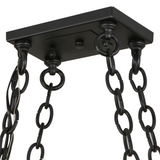 Close-up of ceiling mount and chains of Caiden pot rack.