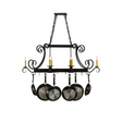 Front-facing view highlighting downlights and hanging pans.