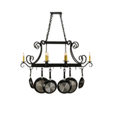 Front-facing view highlighting downlights and hanging pans.