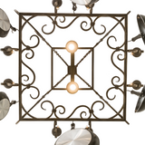 Bottom view of Caiden pot rack showing frame and lights.