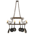 Elegant Caiden 10-light chandelier with cookware hooks displayed.