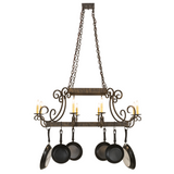 Elegant Caiden 10-light chandelier with cookware hooks displayed.
