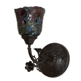 Unlit view of the 6" wide red rosebud wall sconce.