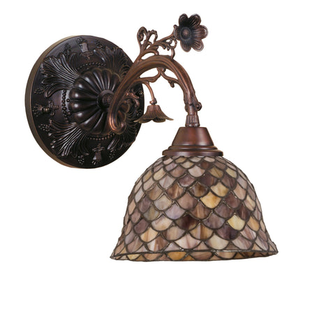 Bronze fishscale wall sconce with artisan craftsmanship.