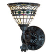 8"W Tiffany Roman wall sconce with a beautifully crafted stained glass shade, adding charm and warmth to your space.