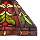 Close-up of intricate floral stained glass details on the Middleton mini pendant.